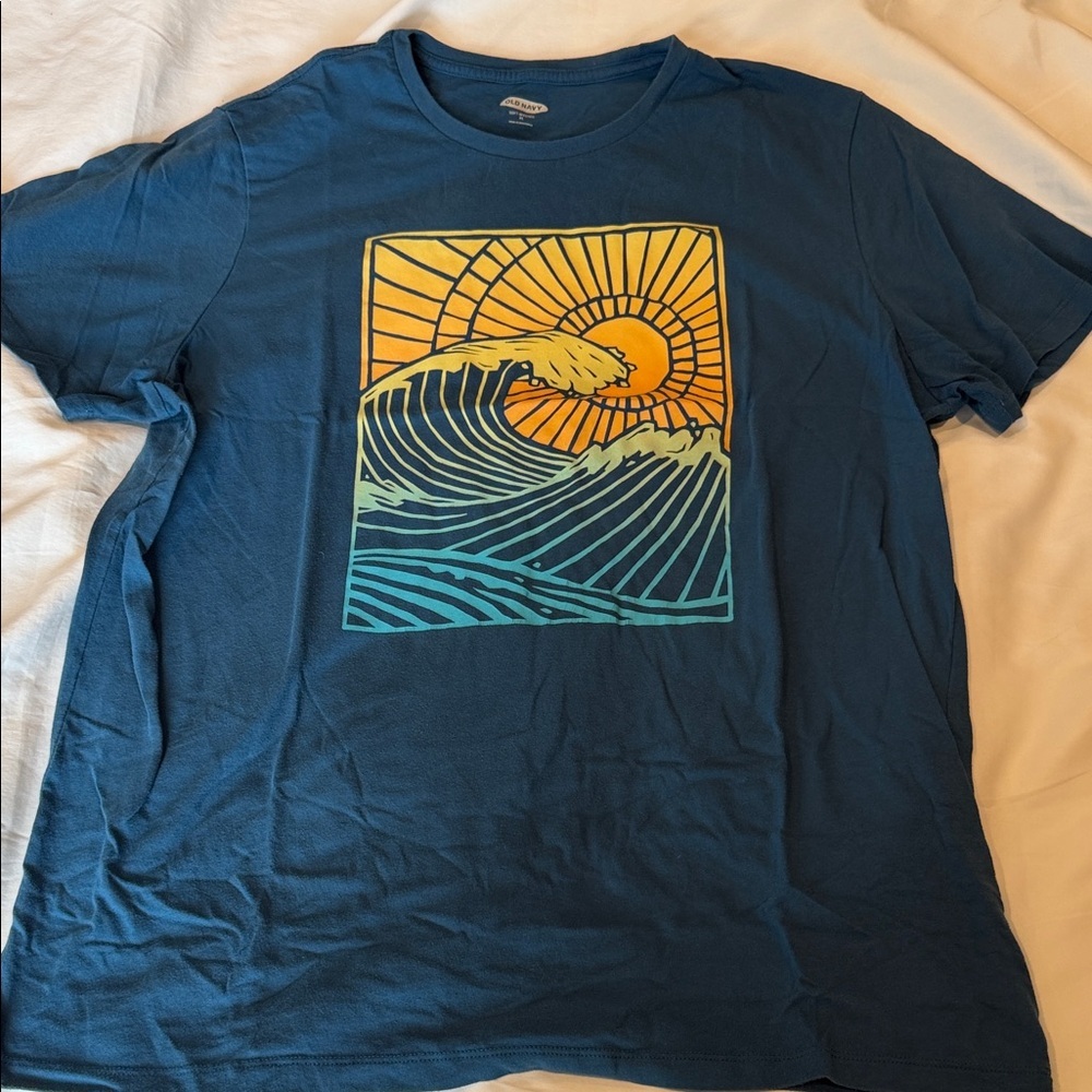 Old Navy Teal Wave Graphic Tee